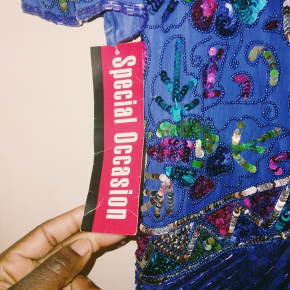 Swee Lo beaded sequins see dress size small blue & Pink Nwt - Picture 4 of 6
